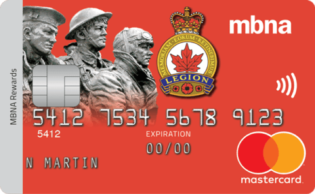 mbna royal canadian legion mastercard