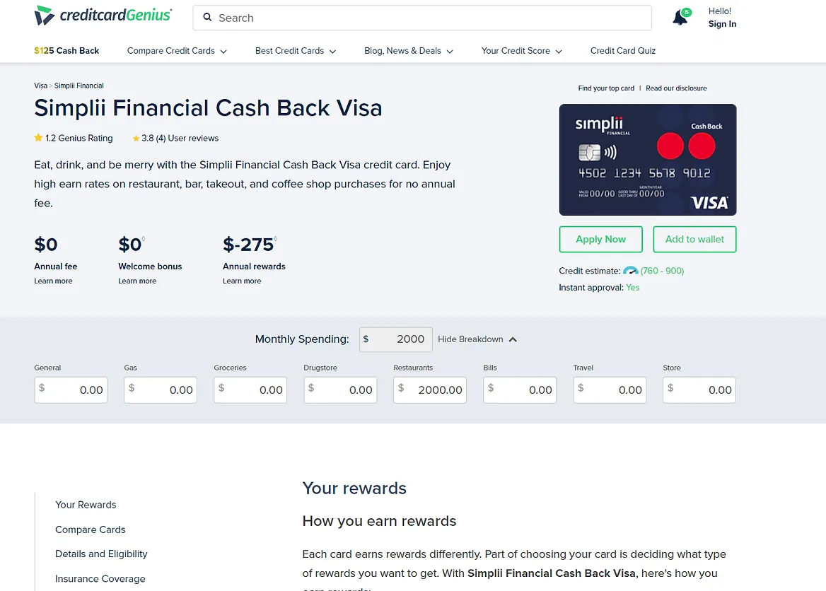 Simplii Financial Cashback Visa